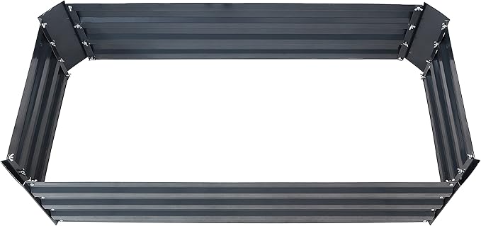 Sunnydaze 48-Inch Galvanized Steel Raised Garden Beds - Rectangle Planter for Vegetables and Flowers - Dark Gray - Set of 2