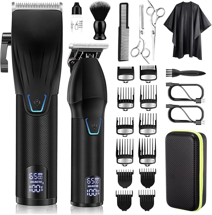 Karrte Professional Hair Clippers and Trimmer Kit for Men Barber Clipper Set Cordless Hair Cutting Beard Trimmer Grooming Haircut Kit