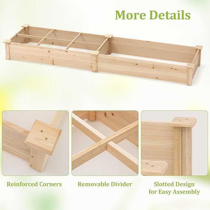 Wooden Raised Garden Bed 90 Elevated Flower Bed with 2 Planter Boxes &amp Dividers for Growing Vegetables Fruits Herbs Rectangular Garden Planter for Backyard &amp Lawn