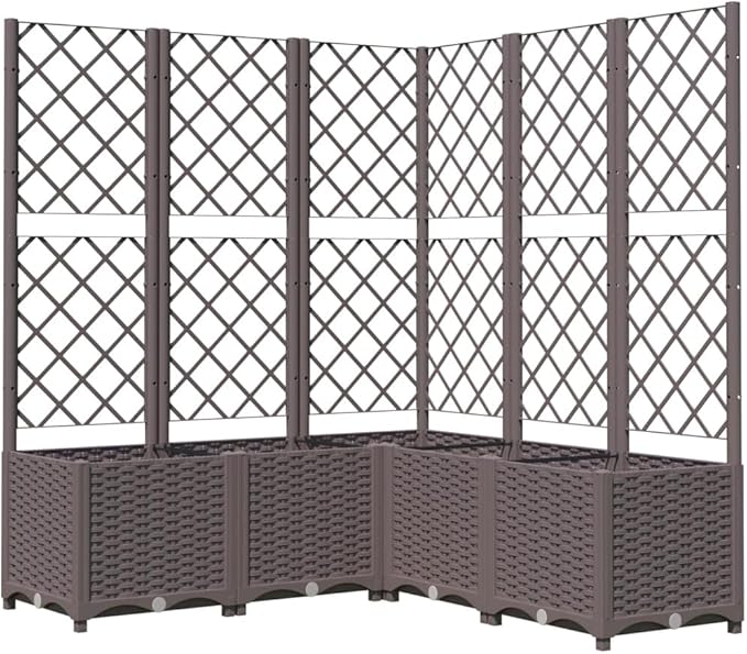 Large 47x47 Outdoor Raised Garden Box with Trellis Durable Polypropylene Planter for Vegetables Flowers on Patio Balcony Garden