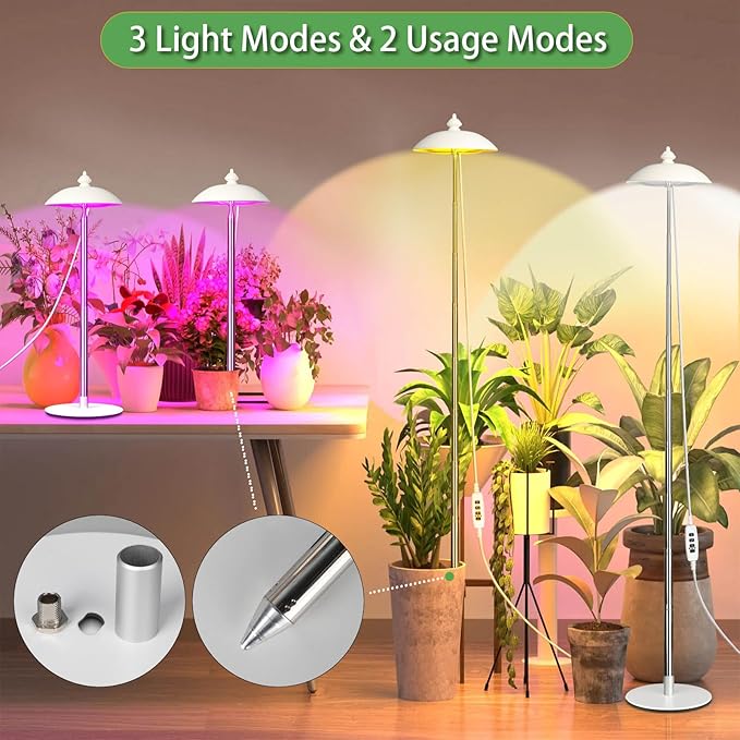 LED Floor Grow Lights for Indoor Plants Corner Stand Full Spectrum Plant Growing Lamp 10 Dimmable Levels Auto 3/6/9/12H Timer Grow Light Height Adjustable for Large Tall Plants (Have Base)