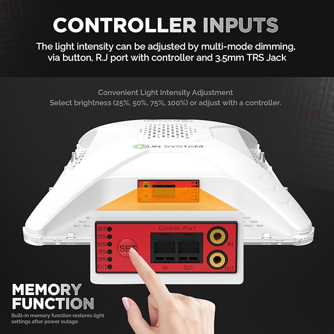 Sun System HelioGrow 400W LED Grow Light for Indoor Plants - 400 Watt High Efficiency Full Spectrum Dimmable Diodes Daisy Chain up to 512 Units 2 Year Warranty Mounting Hardware Included
