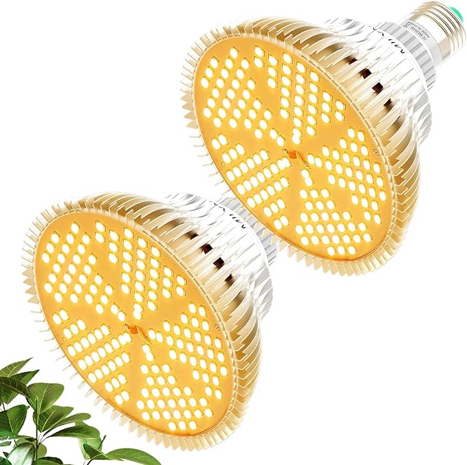 MILYN 2 Pack 100W Led Grow Light Bulb Pure Warm Full Spectrum Grow Lights for Indoor Plants E26 Grow Bulb for House Garden Hydroponics Succulent Seed Starting Growing Flower| 150LEDs Lamp