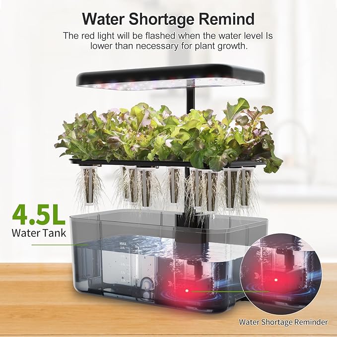 8-Pod Hydroponics Growing System Translucent Indoor Herb Garden with LED Grow Light Smart Quiet Pump Plant Germination Kit for Hydroponic Herbs Vegetables Lettuce Harvest on Countertop