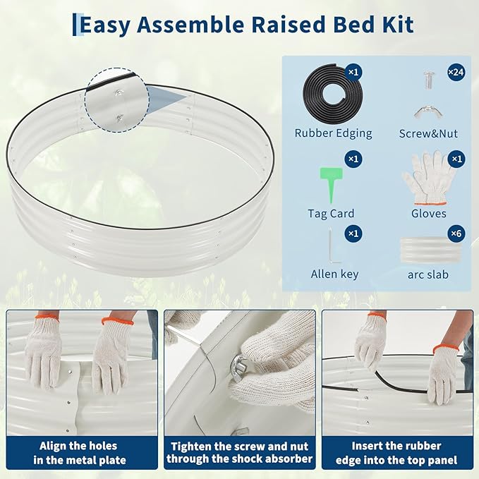 Round Galvanized Raised Garden Bed 4x4x1Ft-Outdoor Metal Circle Raised Garden BedRound Galvanized Planter for Patio Yard and Gardening