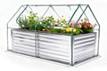 NEWBULIG 6x3x2ft Galvanized Raised Garden Bed with Greenhouse Cover Outdoor Metal Planters Box for Planting Vegetables Flowers &amp Herbs Easy Assembly Clear