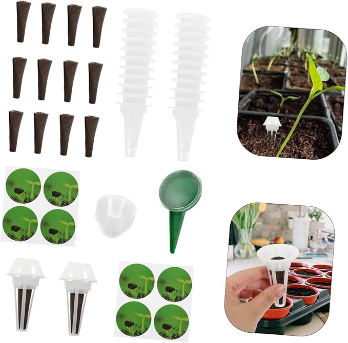 24-Piece Hydroponic Growing Basket Set with Humidity Dome Plant Containers for Indoor Hydroponics Supplies for Seed Starting and Mushroom Cultivation