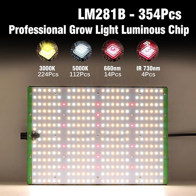 1000W LED Grow Lights for Indoor Plants Full Spectrum Veg Bloom Daisy Chain 3 Modes Timer Dimmable Plant Light for Hydroponic Indoor Plants Seeding Veg FlowerGreen