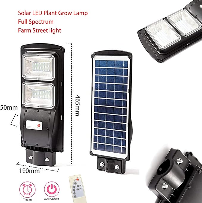 BSOD Solar Grow Lights for Outdoor Plants Cordless Full Spectrum Growing Led Greenhouse Lamp with Timer Auto Remote Wireless Waterproof2in1 Motion Sensor Street &amp Plant Light