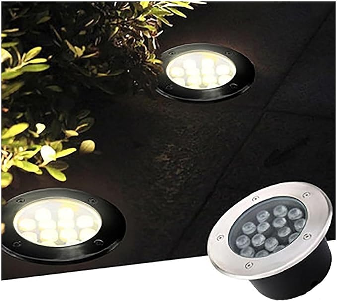 LED Landscape Lamp Buried Lights AC85-265V Round Embedded Floor Lamp IP67 Outdoor Waterproof Lawn Lamp Spotlight Garden Underground Lamp for Driveway Pathway Garden(Green24W)