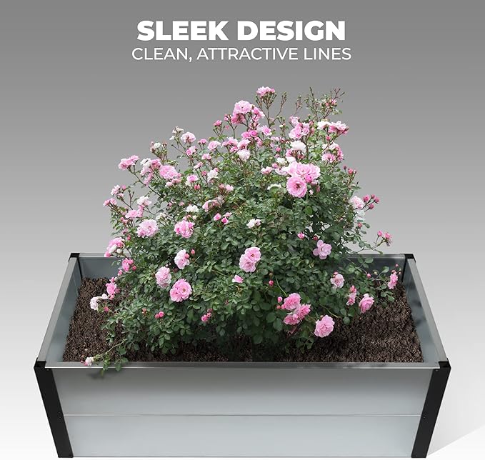 Outland Living Galvanized Metal Raised Garden Bed for Gardening with Aluminum Corner Brackets - Planter Box for Outdoor Plants Vegetables Herbs 2’ x 4’ x 1.3'