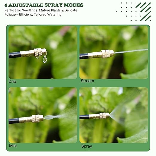 A ANLEOLIFE 50FT Drip Irrigation Kit for Patio Potted Plants 360° Bendable Copper Nozzles Quick-Connect 1/4 Tubing for Container Gardens Micro Drip with Adjustable Water Flow (Timer Not Included)