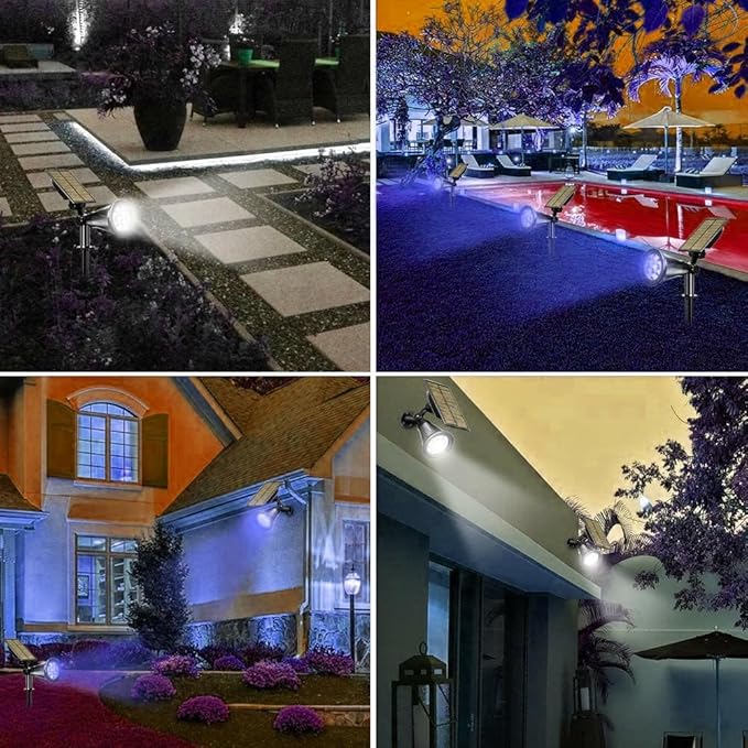 Solar Landscape Lights 7 LED Solar Spotlights 2 in 1 Waterproof Security Light Solar Lights Outdoor (Blue)