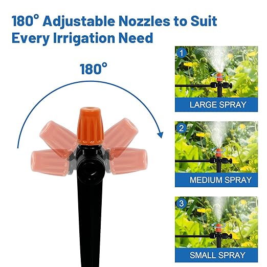 Mist Drip Irrigation System for Garden Watering 60FT 1/2 &amp 1/4 Quick-Connect Micro Misting kit for Greenhouse Plant Lawn Raised Bed Vegetable Flower. Hanging or Inground Misters Sprinkler