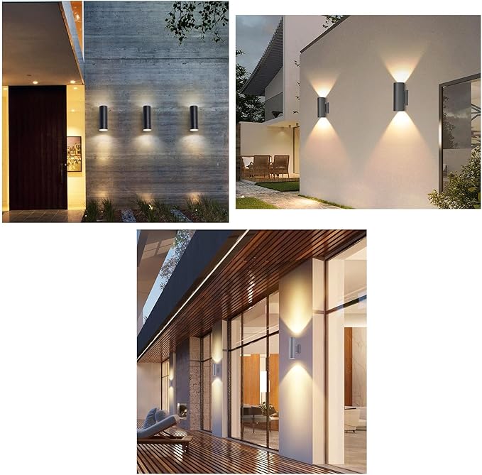 Long Range Led Beam Spotlight Outdoor Wall Washer Lamp IP65 Waterproof Villa Garden Column Lamp AC220V Double Head Up and Down Irradiation Exterior Wall Landscape Light(Yellow6w)