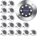 Solar Ground Lights Outdoor In-ground Pathway Light 8/16 PCS LED Solar Disk LampWaterproof Garden Landscape Lighting for LawnYardDeckPatioWalkway(White16PCS)