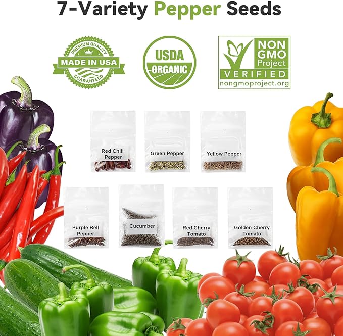 inbloom 18-Pod Salsa Seed Pod Kit for AeroGarden Ahopegarden Gardencube Hydroponic Garden with Cucumber Red Chili Pepper Green&ampYellow Bell Pepper Purple Pepper Cherry Tomato – Mothers Day Gi