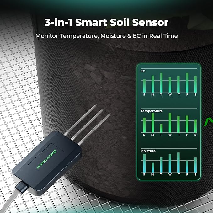 MARS HYDRO 2024 FC-E1000W Foldable Bar Style Led Grow Lights for Indoor Plants and iHub-Pro and Smart Sensor Kit: PPFD CO₂ and Soil Sensors