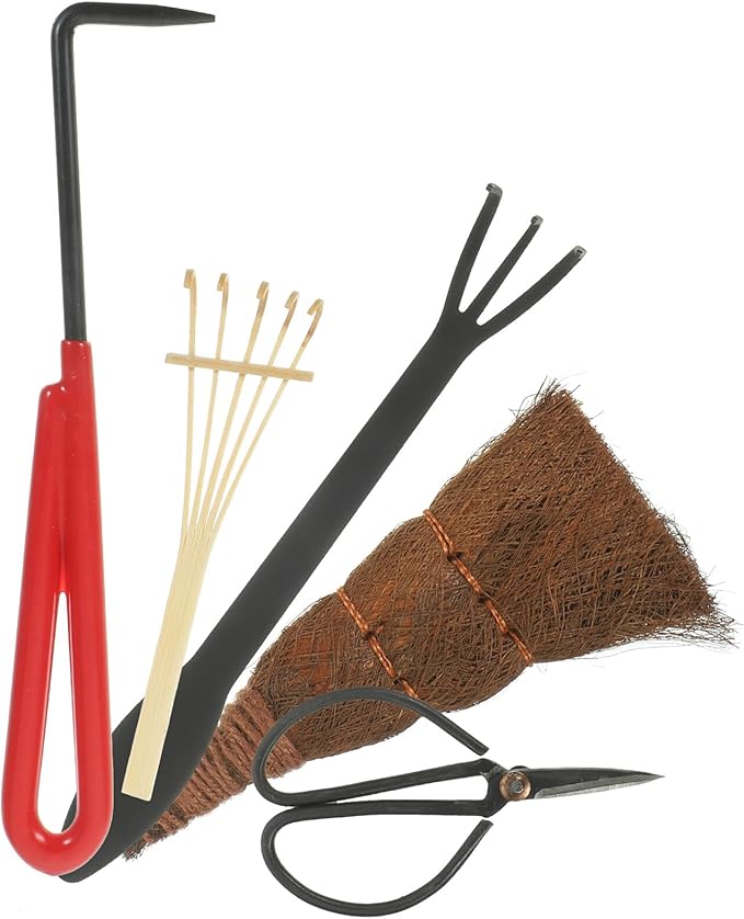 5pcs Gardening Tool Set for Bonsai and Potted Plant Care Includes Shears Rake and Transplanting Tools for Garden Maintenance and Plant Pruning