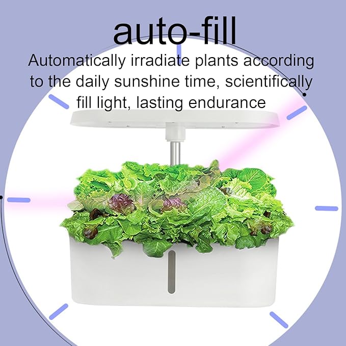 Hydroponic Planting System 8-Hole Planting Trough with LED Plant Growth Light Smart Touch Control Suitable for Home Office White