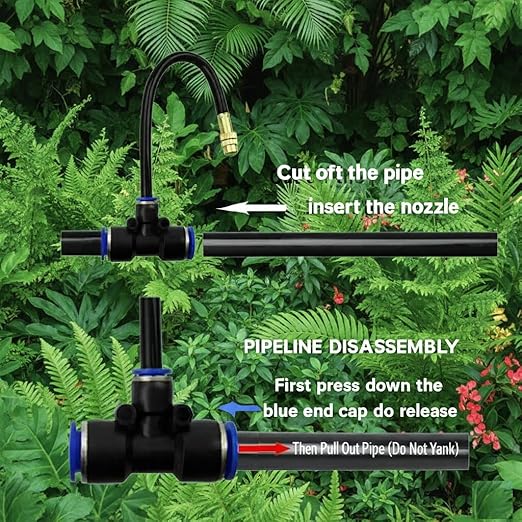 Automatic Garden Irrigation System 200ft Upgraded Drip &amp Spray Watering Kit with 36 Adjustable Copper Nozzles for Raised Beds Outdoor Garden Lawn Potted Plants &amp Greenhouse (200ft)