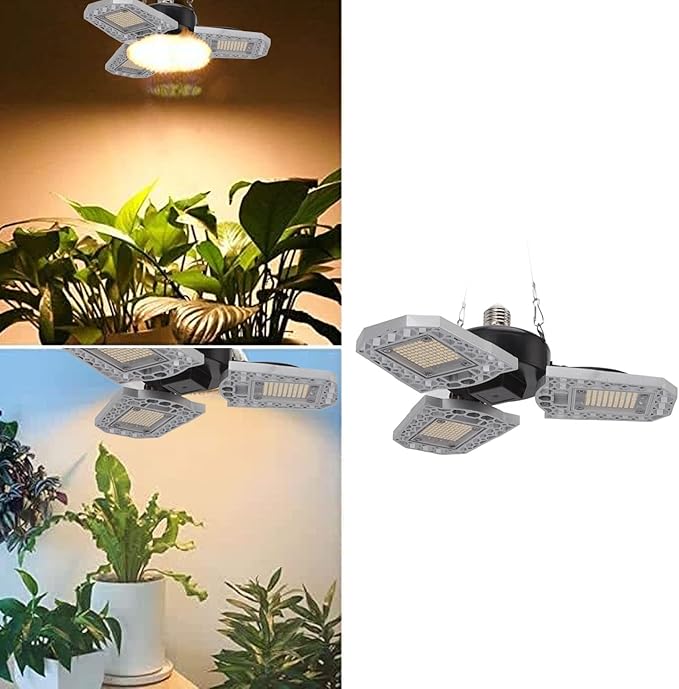 LED Grow Lights 297 LEDs Full Spectrum Plant Light with Folding Three Leaves Growing Lamp for Greenhouse Succulent Vegetables