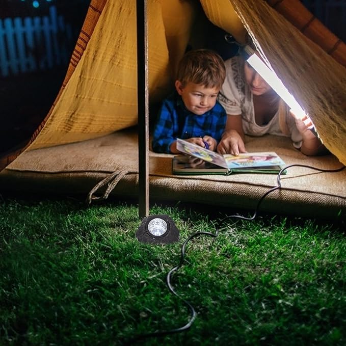 Solar Energy Lawn Lamp 2pcs Waterproof Stone Spotlight with 3 LEDs Outdoor Garden Flood Light Landscape Lighting