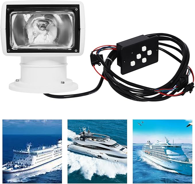 100W Bulb AC12V Remote Control Searchlight Boat Spotlight Marine Searchlight Spot Light 355 Degree Left/Right 72° Up/Down Rotation Remote Control for Boat Truck Car