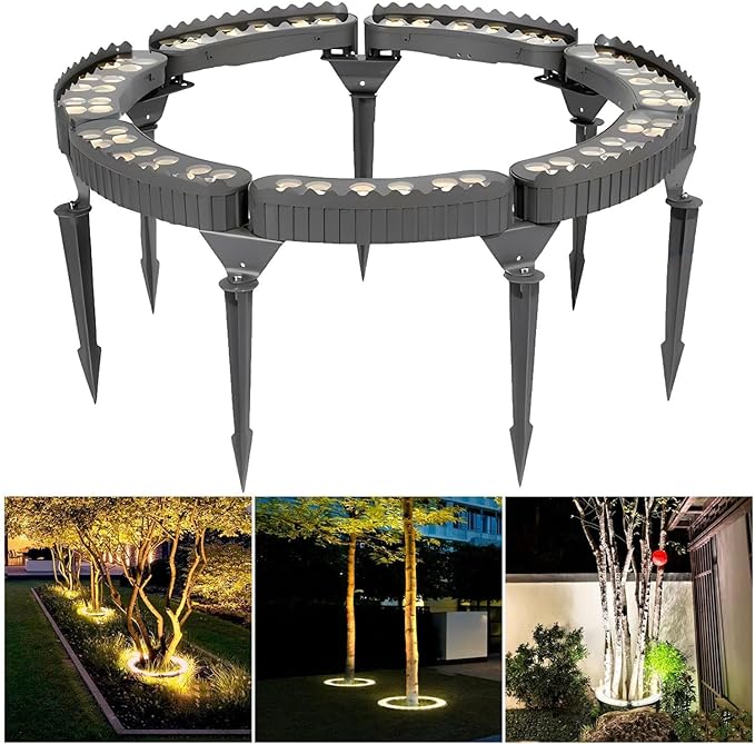 Outdoor Landscape Spotlights Outdoor Palm Tree Lights LED Low Voltage Landscape Tree Ring Lights Garden Lights IP65 Weatherproof(Warm White LightPack of 7)