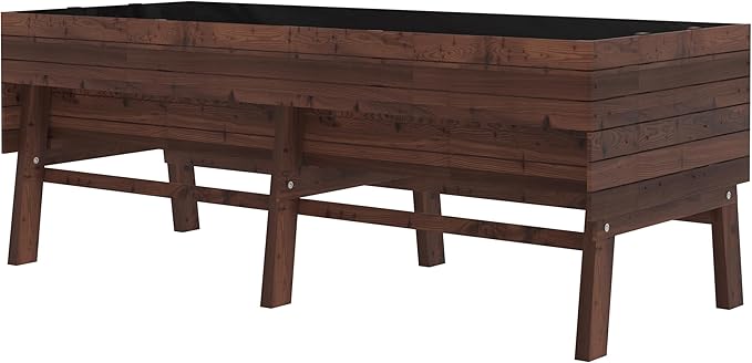 BlueWish Cedar Raised Garden Bed 28.5 H Planter Boxes Outdoor with Detachable Black Liner Drainage Holes Raised Beds for Gardening Vegetable Flower Rustic