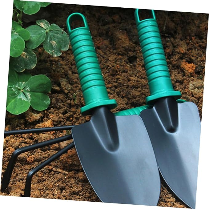 Garden Rake and Shovel Tool Set with Pruning Shears 5pcs Portable Gardening Kit for Planting and Yard Work Heavy-Duty Hand Tools with Carrying Case for Outdoor Lawn Care