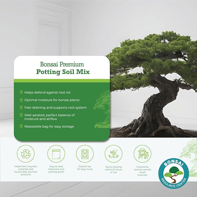 100% Organic Bonsai Soil – All-Natural Well-Draining Potting Mix for Healthy Bonsai Succulents Cactus &amp Kokedama | Pumice Akadama Bark | Made in USA | 3L Bag