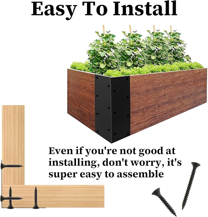 4Pcs Raised Garden Bed Corner Bracket Rustproof Raised Bed Corners Metal Connectors with Screws 11x 3x 3 Right Angle Garden Bed Corner Fixing Bracket for Wood Furniture Vegetable Planter Garden
