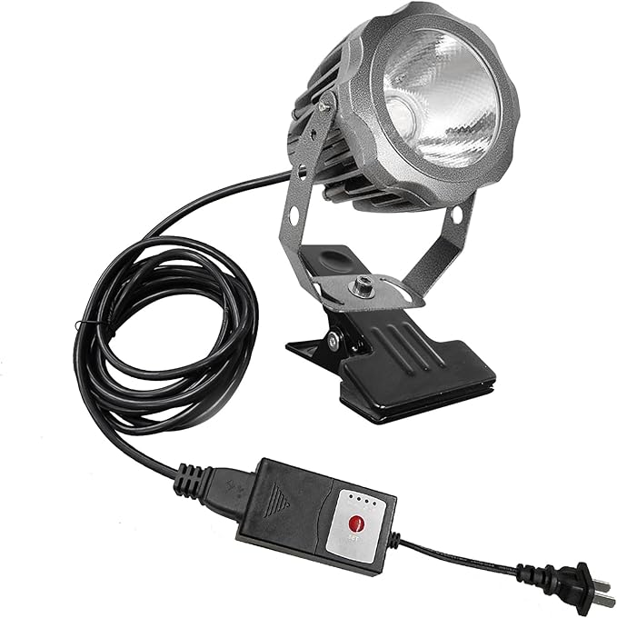 Kiven IP65 Waterproof LED Landscape Clamp Light LED Decorative Spotlight Lamp with Plug-in Cord and Timer for Indoor Outdoor Yard Step Statue LED Lawn Light - Grey (10W Warm White)