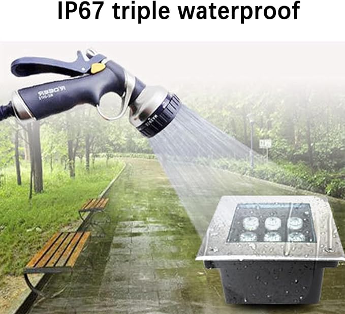 Ground LED Spotlight - Outdoor Buried Lights 24V Low Pressure Square Gardens Floor Lamp IP67 Waterproof Embedded Landscape Lights for Patio Bridge Pathway External Lighting