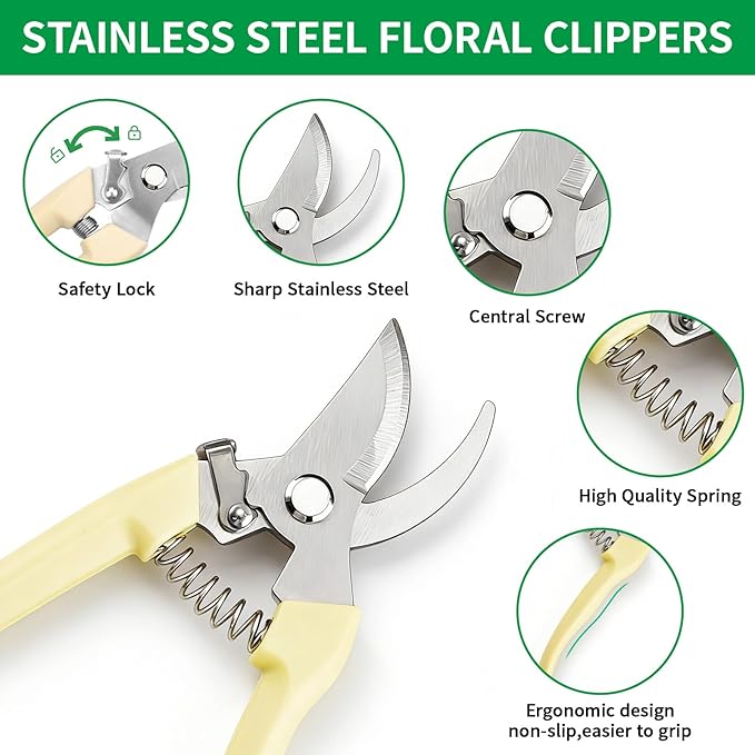 10 Pcs Gardening Tool Set - Heavy Duty Garden Kit with Stainless Steel Pruning Shears Trowel Garden Tool Kneeling Pads Repotting Mat - Garden Tote Ideal Gardening Gifts for Women and Men