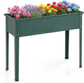 HAPPYGRILL Raised Garden Bed Metal Elevated Planter Box w/Legs Drainage Holes for Growing Vegetables Fruits Flowers Indoor Outdoor Standing Plant Container for Backyard Patio (Green 40”x16”x32”)