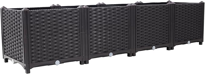 Deep Raised Garden Bed Plastic Planter Boxes for Vegetables Flowers Herbs and SucculentsSelf Watering Planter Box Raised Bed to Grow Flowers Herbs Vegetables 63 L X 15.7 D X 14.7 H