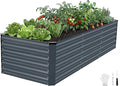 INNO STAGE 8x3x2ft Galvanized Raised Garden Bed Raised Garden Bed Kit-Metal Planter Box Outdoor Planting for Vegetables Fruits Herbs Flowers Grey