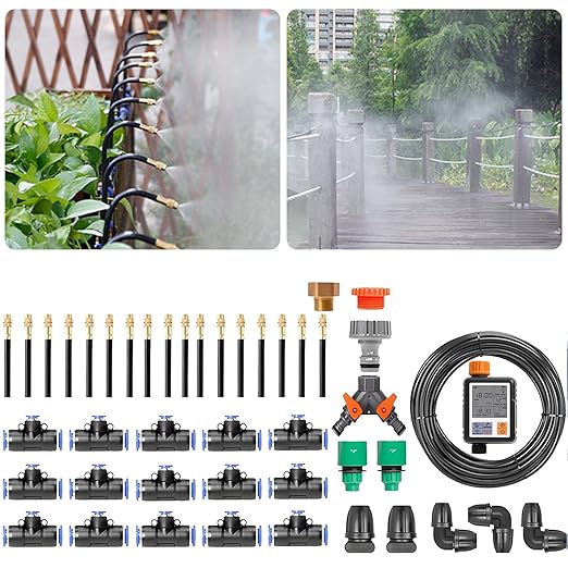 Automatic Drip Irrigation System Automatic Irrigation Equipment Set Automatic Drip Irrigation Kit Suitable for 1/2 and 3/4 Faucets Full Coverage Smart Timer 1Sec - 300 Min 40m+Controller