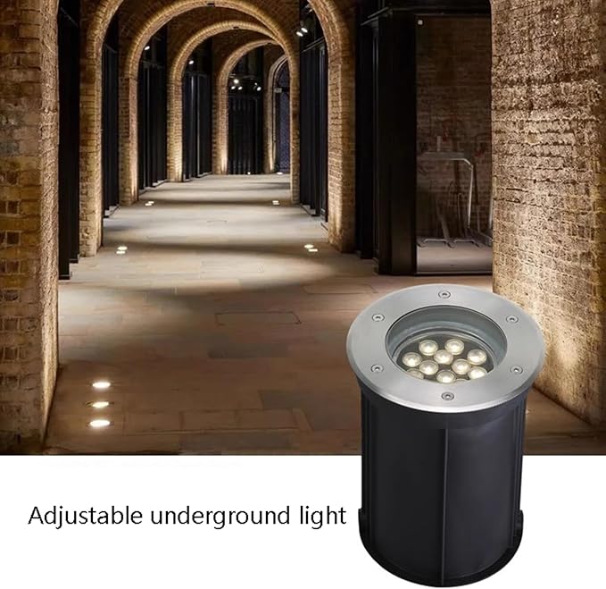 Adjustable Angle Underground Light LED Spotlight Recessed Buried Light Outdoor IP66 Waterproof Wall Washer AC85-265V for Garden Lawn Plaza Hotel Garden Landscape Lights(Warm White15w)