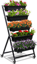 4.5-Ft Raised Garden Bed - Vertical Garden Freestanding Elevated Planter with 5 Container Boxes - Good for Patio or Balcony Indoor and Outdoor Black
