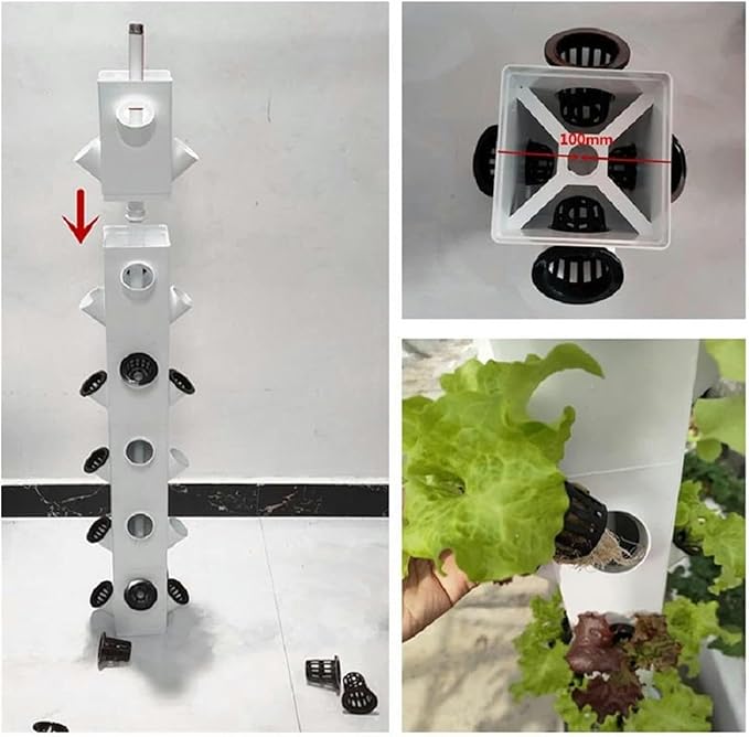 Hydroponic Tower Growing Sytem Hydroponic Tower Growing Sytem Indoor Vertical Hydroponics Tower Gardeeroponic Growing System Kit Planting Frame for Fruits Vegetables s White Easy T