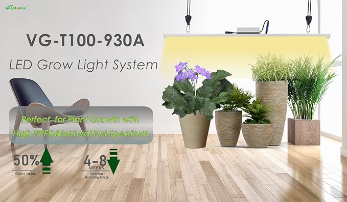 Vegelumax100Watt LED Grow Light Lamp for Indoor Plant Vege Flower Herb GrowthFull Spectrum CRI 90+ High Output White Light CCT 3200KIsolated Dimming Driver with On/Off Switch4Feet