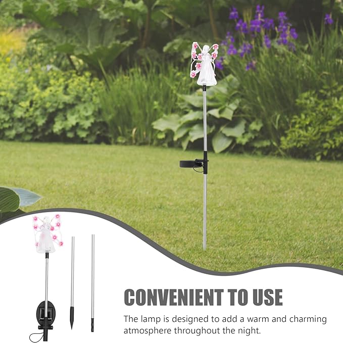 Happyyami Solar Angel Garden Stake Lights Angel Solar Lights Outdoor Garden Decorative Memorial Lights for Cemetery Grave Memorial Gift Christmas Yard Art Purple