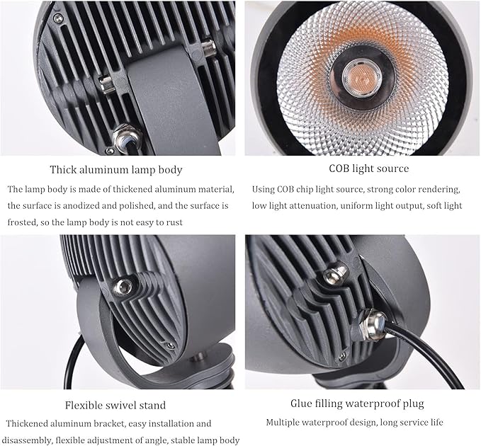 Rotation Spotlight - LED Floodlights AC85-265V Lawn Park Tree Lamps IP65 Waterproof Outdoor Decorative Round Flood Lamp for Garden Villas Path Landscape Lighting(RedA-20W(AC85-265V))