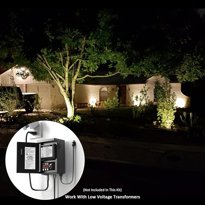 12V Low Voltage Landscape Lights 8-Pack with 50W MR16 Halogen Bulbs 380 Lumen 3000K Warm White Spotlights Outdoor Yard Lighting with Connectors &amp Stakes (11.0 Watts)