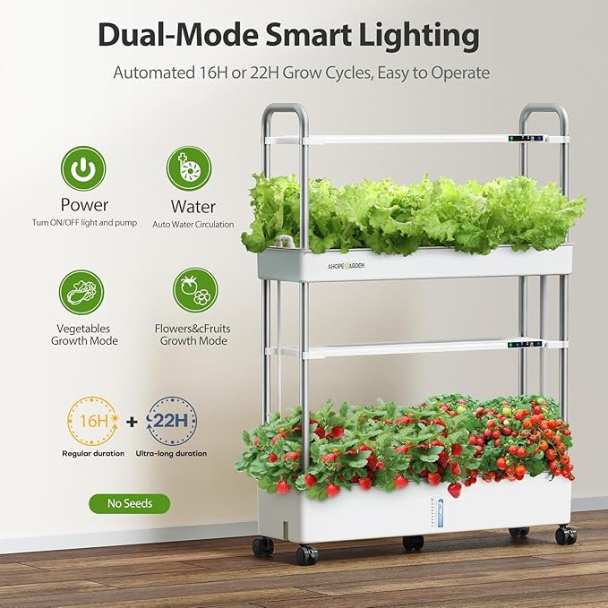 Ahopegarden Indoor Garden Hydroponics Growing System Kit: 60 Pods Indoor Herb Garden with LED Grow Light - Plant Germination Kit 32L Large Capacity Hydroponic Tower for Vegetables Fruits Flowers