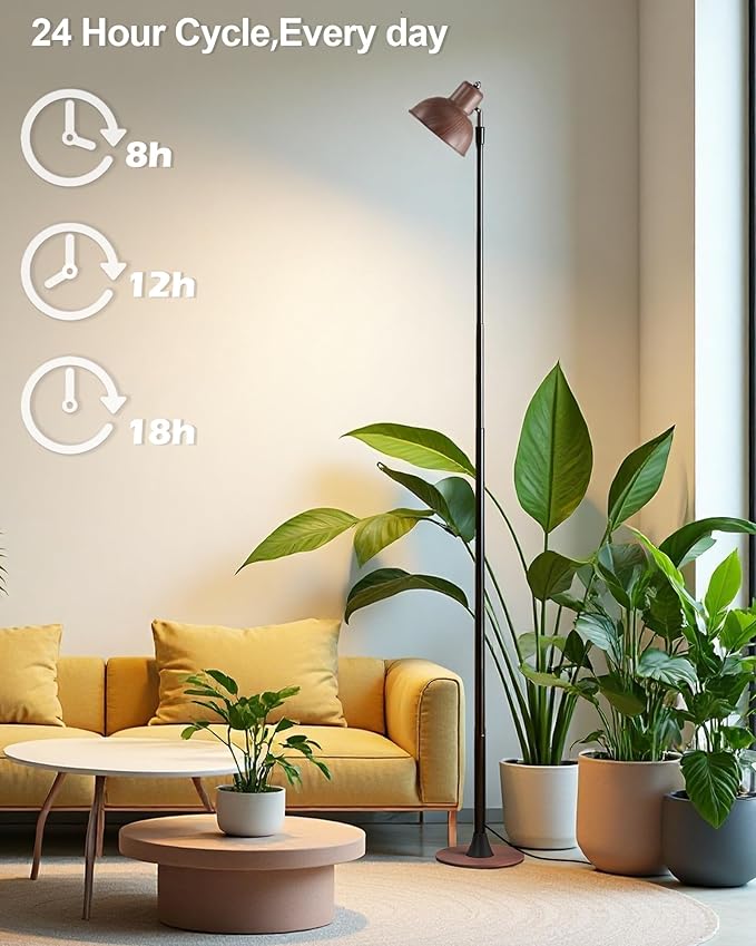 yadoker Plant Grow Light for Indoor Plant Walnut Wood Grain LED Grow LightElevating Plant LampHeight AdjustableAutomatic Timer with 8/12/18Hours10-Level BrightnessIdeal for Large Plant Grow