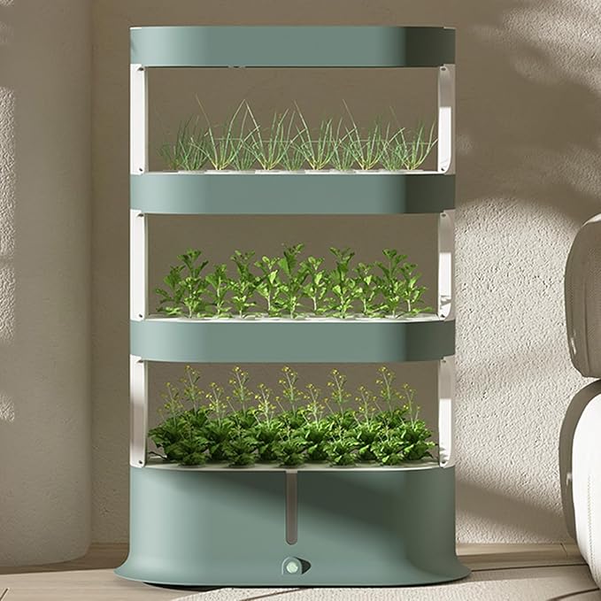 Smart Hydroponic Growing Kit 3 Tier Hydroponic Tower Growing Sytem with Remote Control Stratified Water Circulation Full Spectrum LED Grow Lights for Gardening Lover